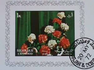 SHARJAH-STAMP:- 1972-  COLORFUL LOVELY FLOWER- CTO AIR MAIL S/S SHEET NOT HING