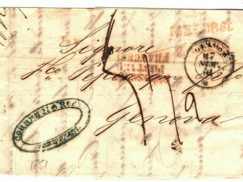 ITALY Entire Letter Cover Genoa EL 1862{samwells-covers} SP28