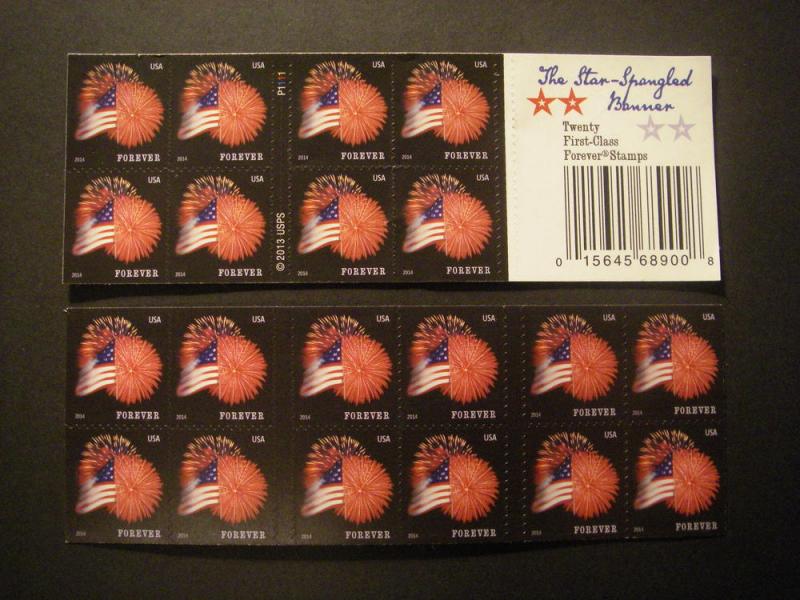 Scott 4855a, Forever Star Spangled Banner, Pane of 20 #P1111, MNH Beauty