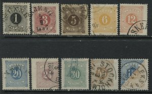 Sweden 1877-86 various Postage Dues to 1 kroner used