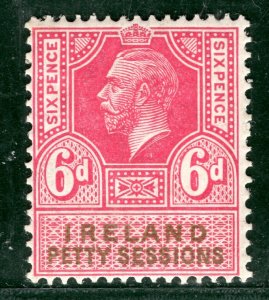 GB IRELAND KGV Revenue Stamp 6d PETTY SESSIONS Mint VLMM {samwells}BLACK246