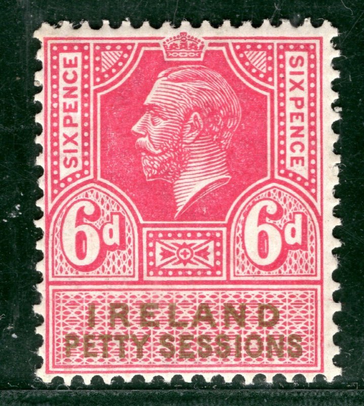 GB IRELAND KGV Revenue Stamp 6d PETTY SESSIONS Mint VLMM {samwells}BLACK246