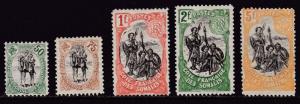 French Area Somali Coast 1903 Five Mint Stamps nr. 59-63 From the Long Set F/VF