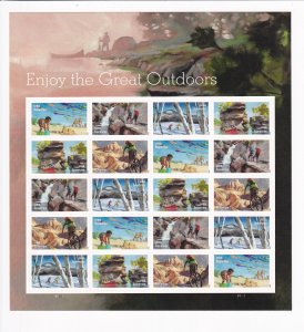 U.S.: Sc #5475-79, Enjoy the Great Outdoors, Forever Stamps, MNH, Sheet of 20