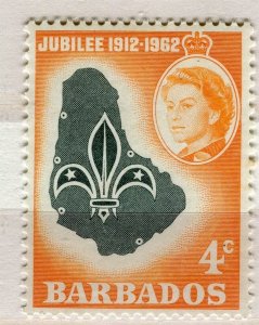 BARBADOS; 1961 early QEII issue fine Mint hinged 4c. value