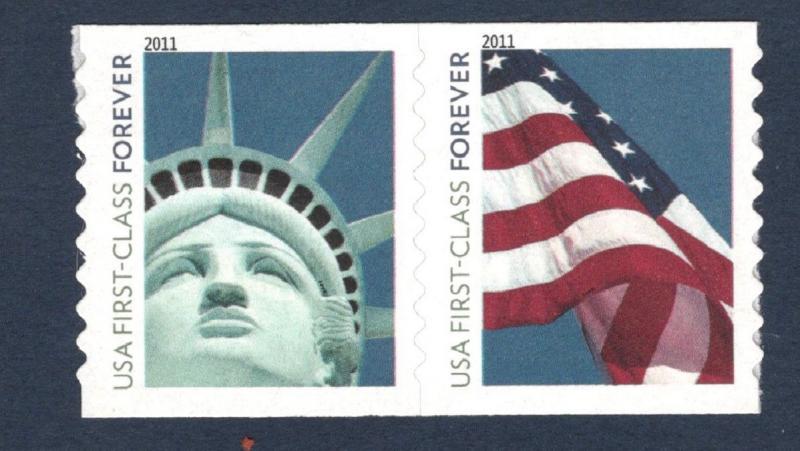 4486-87 Liberty & Flag Pair Microprinted (4evR) Mint/nh 