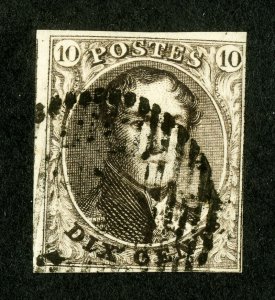 Belgium Stamps # 3 Used VF Scott Value $100.00