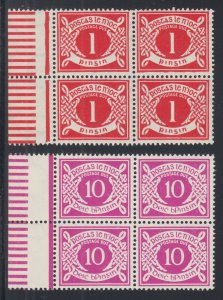 Ireland Sc J6, J13, MNH. 1941 1p & 1965 10p Postage Dues, blocks of 4