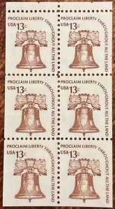 US #1595a MNH Bklt Pane of 6 Liberty Bell SCV $2.25 L42