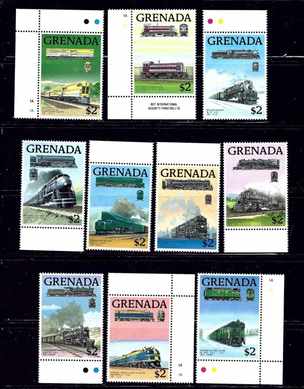 Grenada 1684a-j MNH 1989 Locomotives    (ap1357)