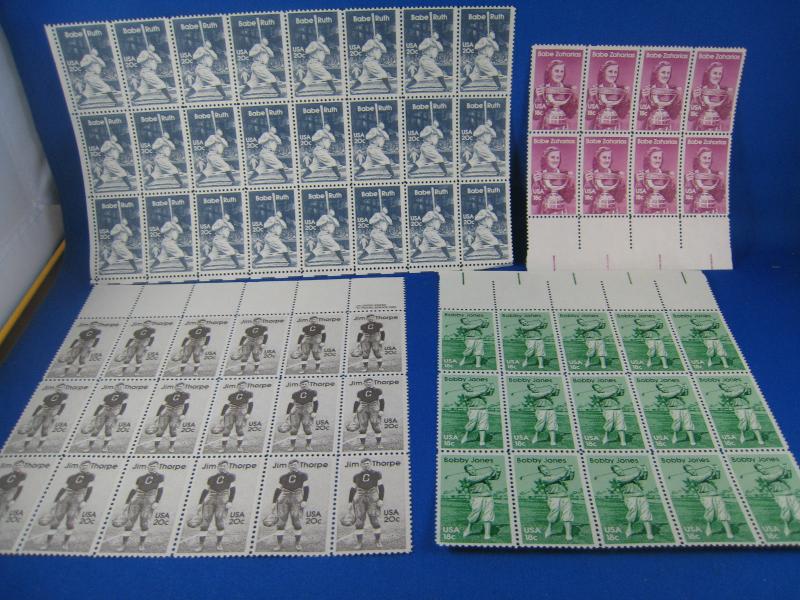 U.S. BASEBALL, GOLF, FOOTBALL COMMEMORATIVES  LOT  MNH   (NS7)