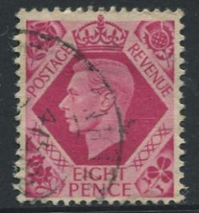 Great Britain - Scott 245 - KGVI Definitive -1937 - FU - Single 8p - Stamp