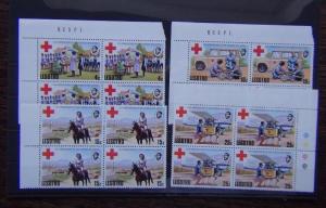 Lesotho 1976 Red Cross set in block x 4 MNH 