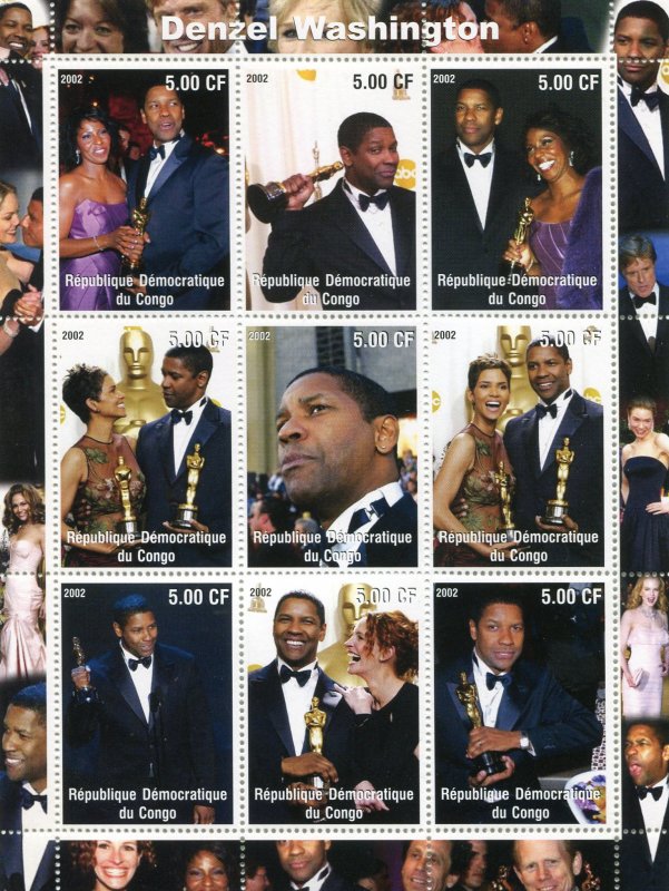 DENZEL WASHINGTON American Actor Sheet Perforated Mint (NH)