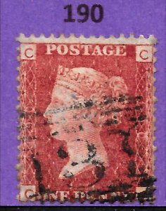 GB QV 1868 SG43 / 44, 1d Penny Red, Very Good Used, Plate 190 (CC)