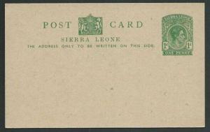 SIERRA LEONE GVI 1d postcard fine unused...................................56804