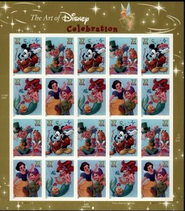 US Scott 3912-15 DISNEY Celebration  37c Mint NH Sheet of 20