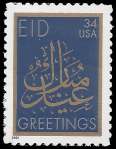 #3532 34c EID Greetings 2001 Mint NH