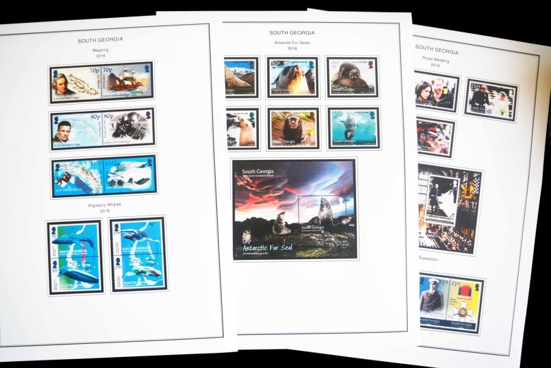 COLOR PRINTED SOUTH GEORGIA & S.S.I. 1963-2020 STAMP ALBUM PAGES (87 ill. pages)