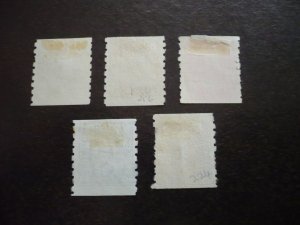 Stamps - Canada - Scott# 125-129 - Used Part Set of 5 Coil Stamps