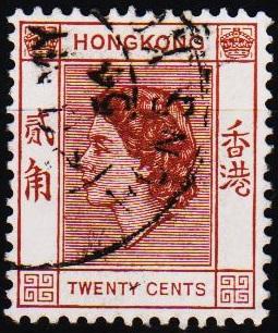 Hong Kong. 1954 20c S.G.181 Fine Used