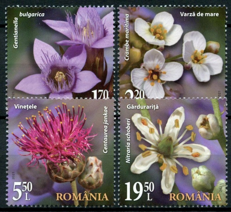 Romania Flowers Stamps 2021 MNH Flora from National Reserves Nature 4v Set 