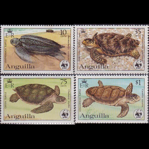 ANGUILLA 1983 - Scott# 537a-40a Turtles P.12 Set of 4 NH