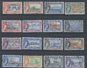 Bahamas-Sc#158-73-used QEII definitive set-1954-