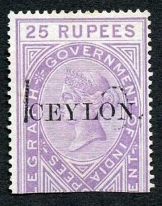 Ceylon Telegraph SGT8 1880 25r Indian Telegraph Opt CEYLON Ex Taprobana Cat 45