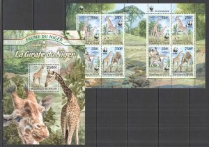 A1259 2013 Niger Wwf Fauna Wild Animals Giraffes Kb+Bl Mnh