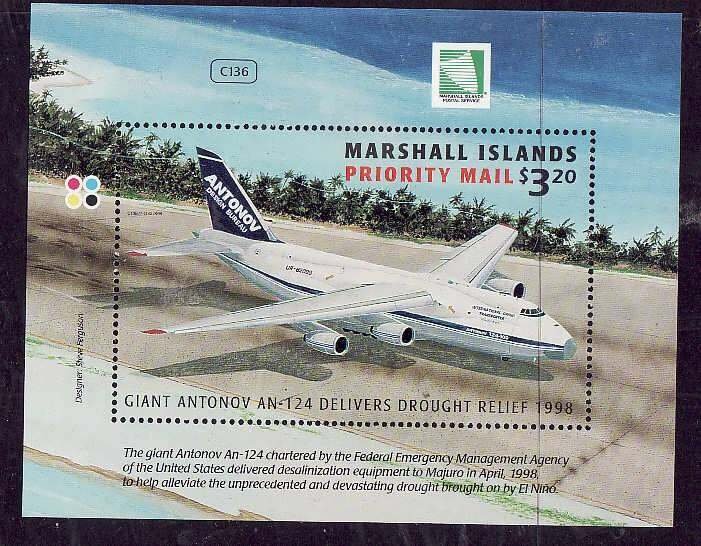 Marshall Is.-Sc#678- id7-unused NH sheet-Planes-1998-