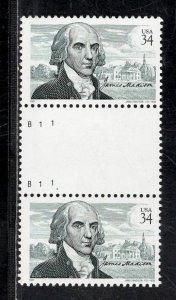 UNITED STATES SC# 3545 HORZ. GUTTER PL# PAIR VF/NH