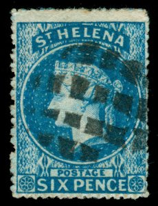 MOMEN: ST HELENA SG #2a 1861 ROUGH USED LOT #60422