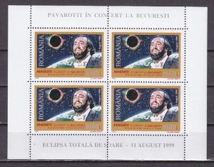 Romania, Scott cat. 4311. Singer L. Pavarotti, Eclipse Concert, Sheet of 4.