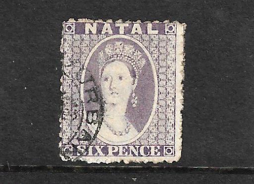  NATAL 1863 6d LILAC  QV   FU  SG 23