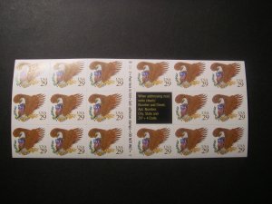 Scott 2595a, 29c Brown Eagle, Pane of 17, #B2222 2, Type A liner, MNH Beauty