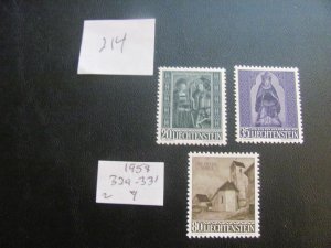 LIECHTENSTEIN 1958 MNH  SC 329-331 SET  XF  (214) NEW COLL.