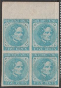 CSA U.S. Scott Scott #6 Confederate States of America Stamp - Mint Block of 4