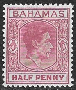 BAHAMAS 1951-52 1/d Claret KGVI Portrait Issue Sc 154 MH