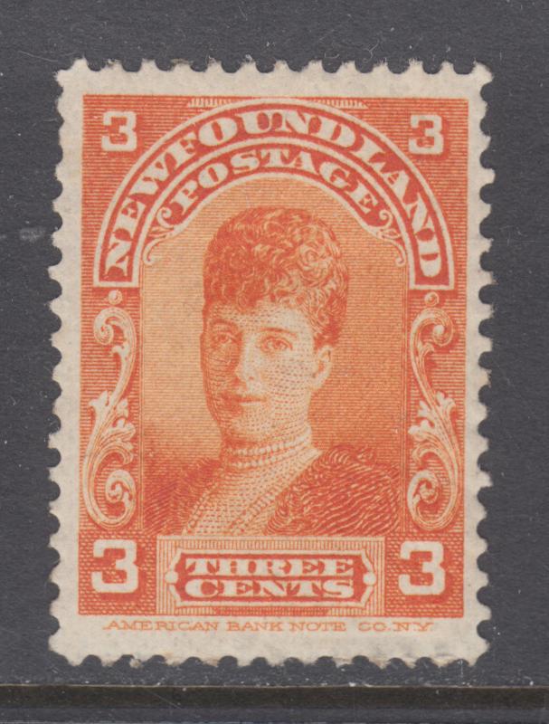 Newfoundland Sc 83c MLH. 1898 3c red orange Princess of Wales, thin bluish paper