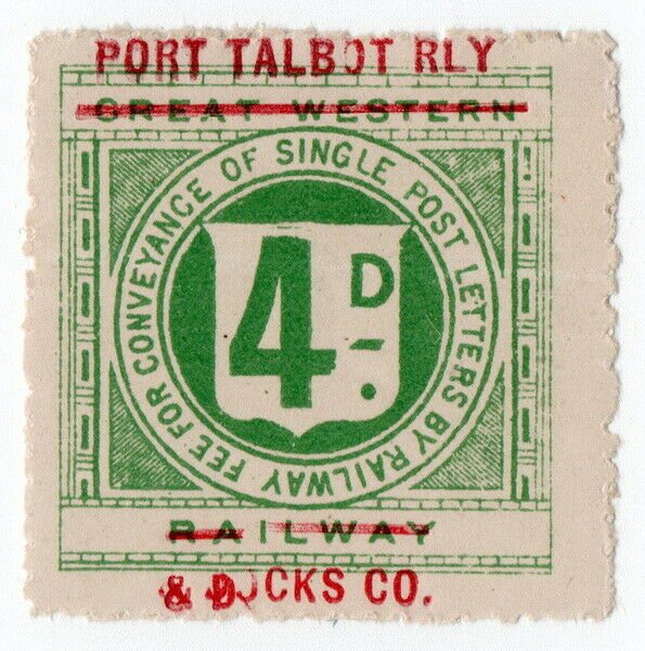 (I.B) Port Talbot Railway : Letter Stamp 4d (on GWR issue)