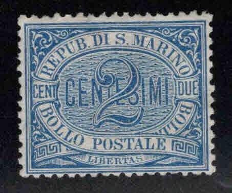 San Marino Scott 2 Mint No Gum, MNG Blue 1894 stamp CV $15