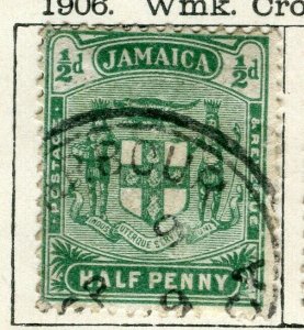 JAMAICA; 1906 early Ed VII issue used 1/2d. value