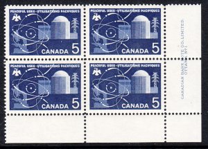 Canada 449 Inscription Plate Block MNH VF