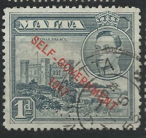 Malta 1953 - George VI Self Government 1d grey - SG236a used