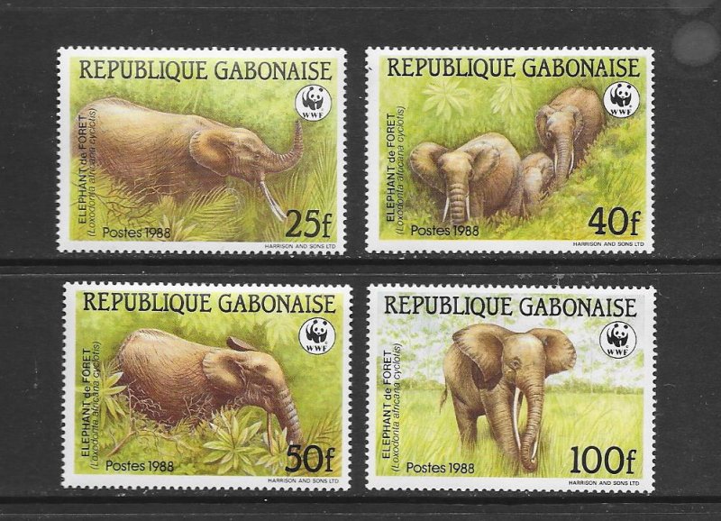 GABON #634-7  ELEPHANTS  WWF   MNH