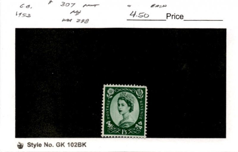 Great Britain, Postage Stamp, #307 Mint NH, 1953 Queen Elizabeth (AB)