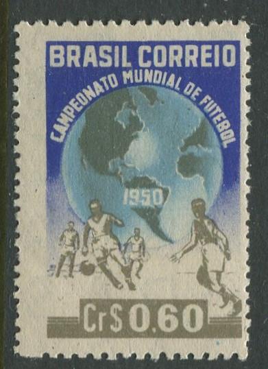 Brazil - Scott 696 - Globe & Soccer Players - 1950 - MLH- Single 60c Stamp