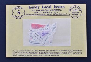 Lundy Island Local 1954 MNH Set of 7 with Original Dealer Sheet