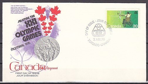 Canada, Scott cat. 694. Olympics, Wheelchair Archer. First day cover. ^